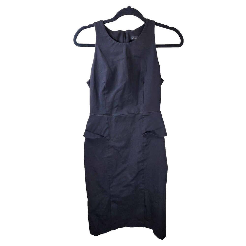 ​Banana Republic Size 4 Black Peplum Sheath Dress Sleeveless Work Career